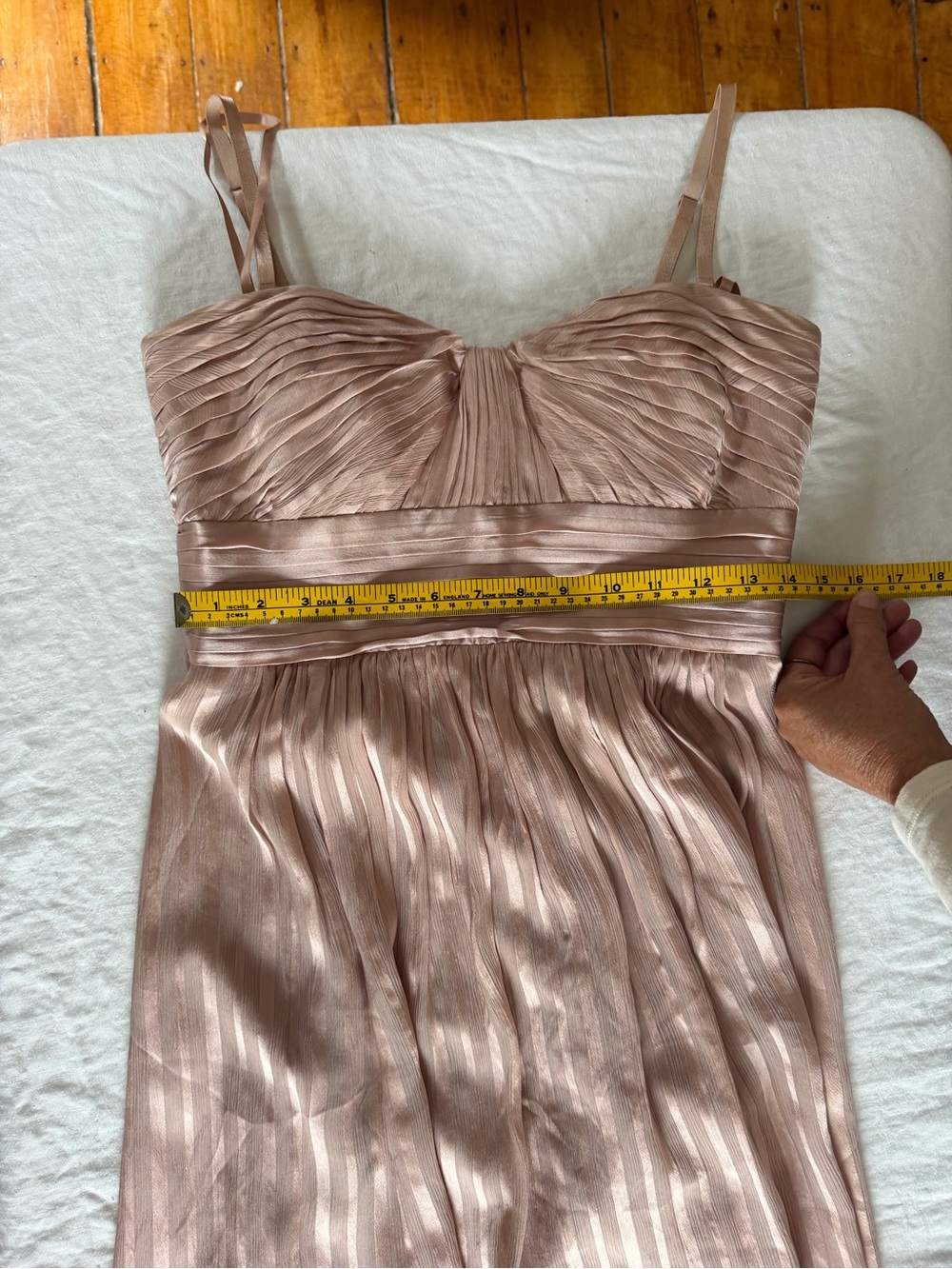 BCBG Max Azria Alicia Silk Charmeuse Dress Antique Blush Pink Size 6 - Picture 7 of 10
